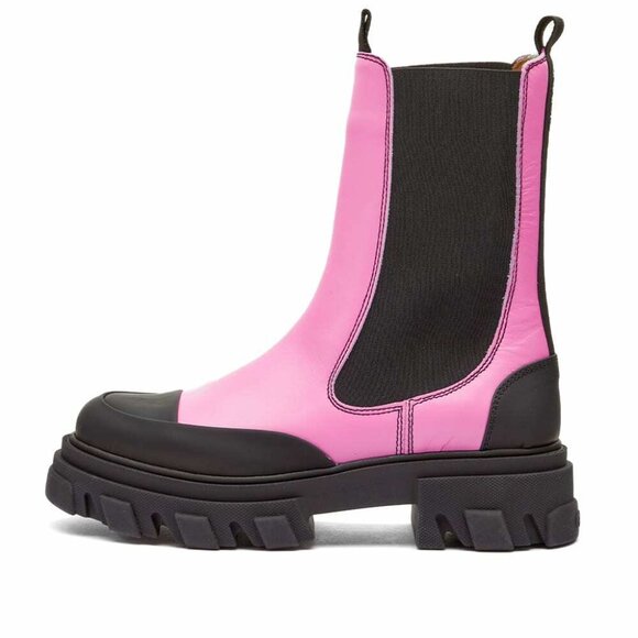 NWT & DUST BAG Ganni Lug Sole Chelsea Boot in Cyclamen - Picture 3 of 6